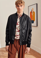 Leather Contrast Trim Jacket