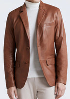 Tan Leather Blazer