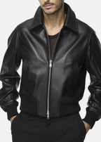 Slim Leather Jacket Black