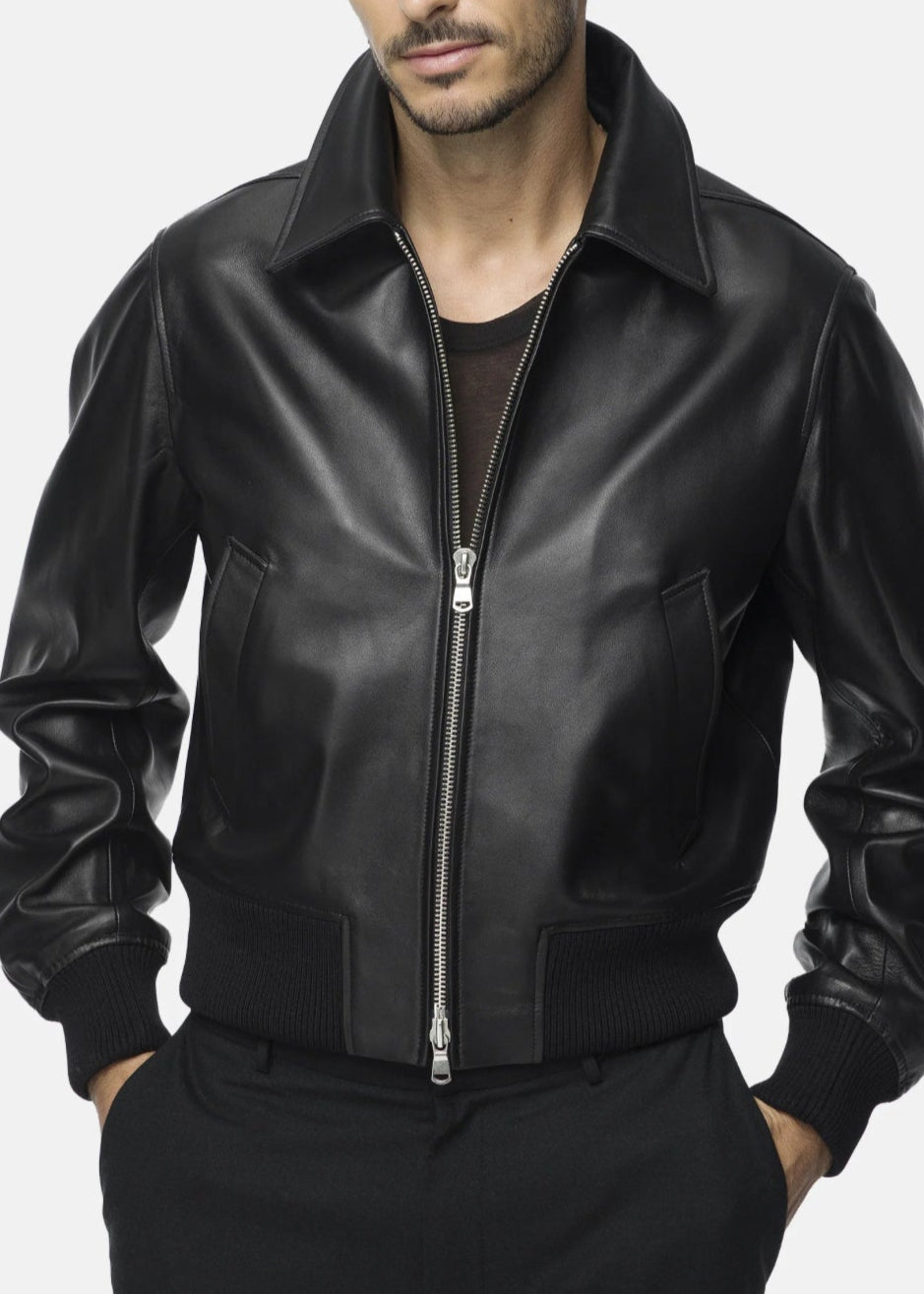 Slim Leather Jacket Black