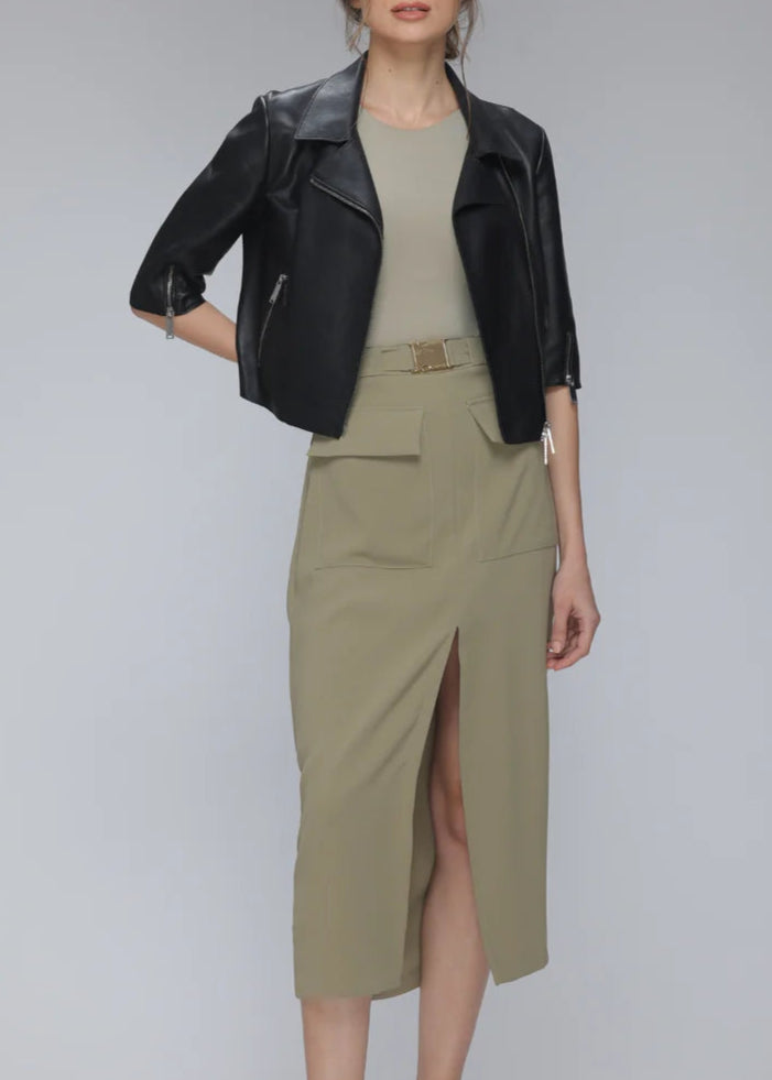 Cropped top leather jacket