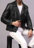 Logan Black Leather Biker Style Jacket