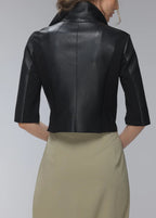 Cropped top leather jacket