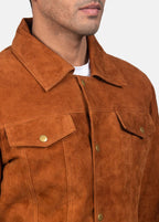 Brown suede trucker jacket