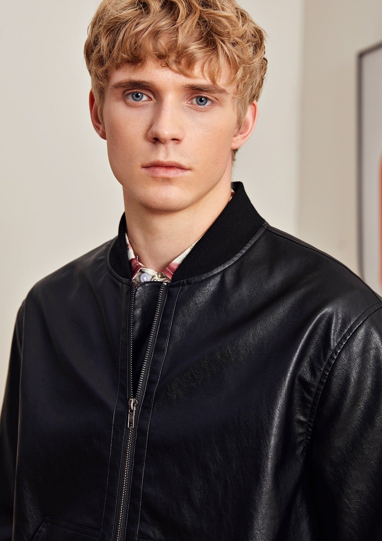 Leather Contrast Trim Jacket