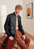 Leather Contrast Trim Jacket