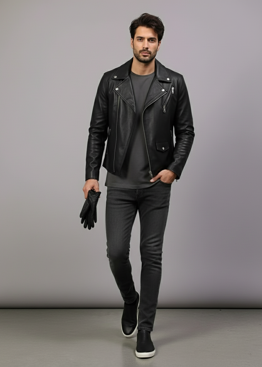 Black Biker Leather Jacket