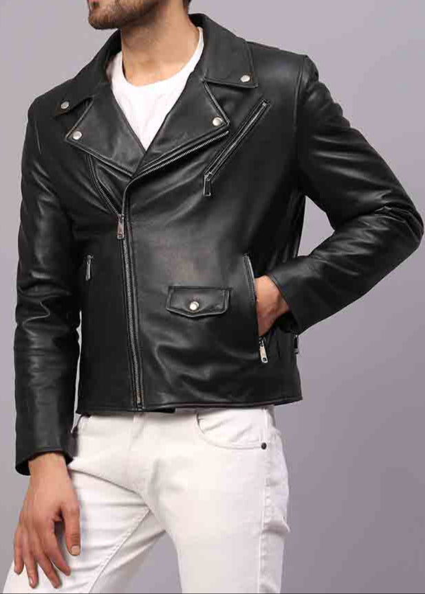 Logan Black Leather Biker Style Jacket