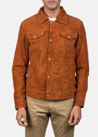 Brown suede trucker jacket