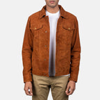 Brown suede trucker jacket
