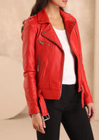 Red leather biker jacket