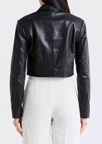 Black cropped leather jacket