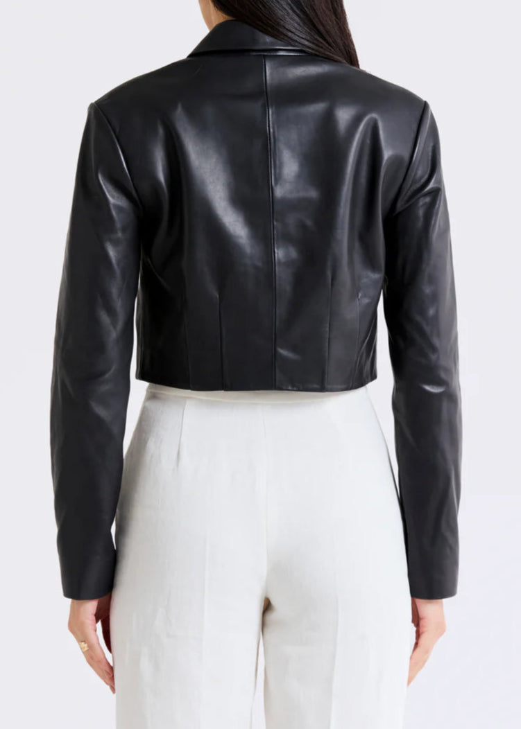 Black cropped leather jacket