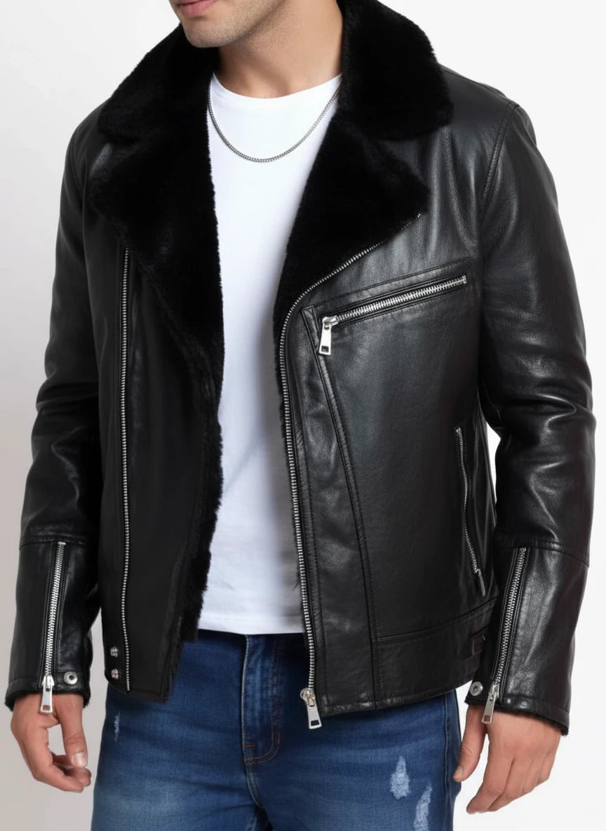  Harley Black Leather Men's Biker Jacket
