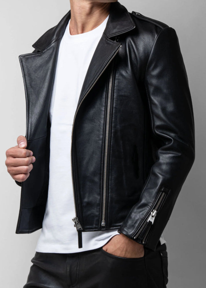 Black Slim Outrider Leather Jacket