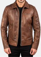 Brown Leather Biker Jacket