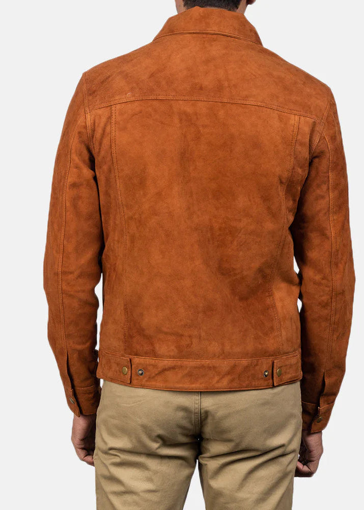 Brown suede trucker jacket