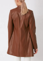 Brown leather long coat
