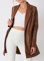Brown leather long coat
