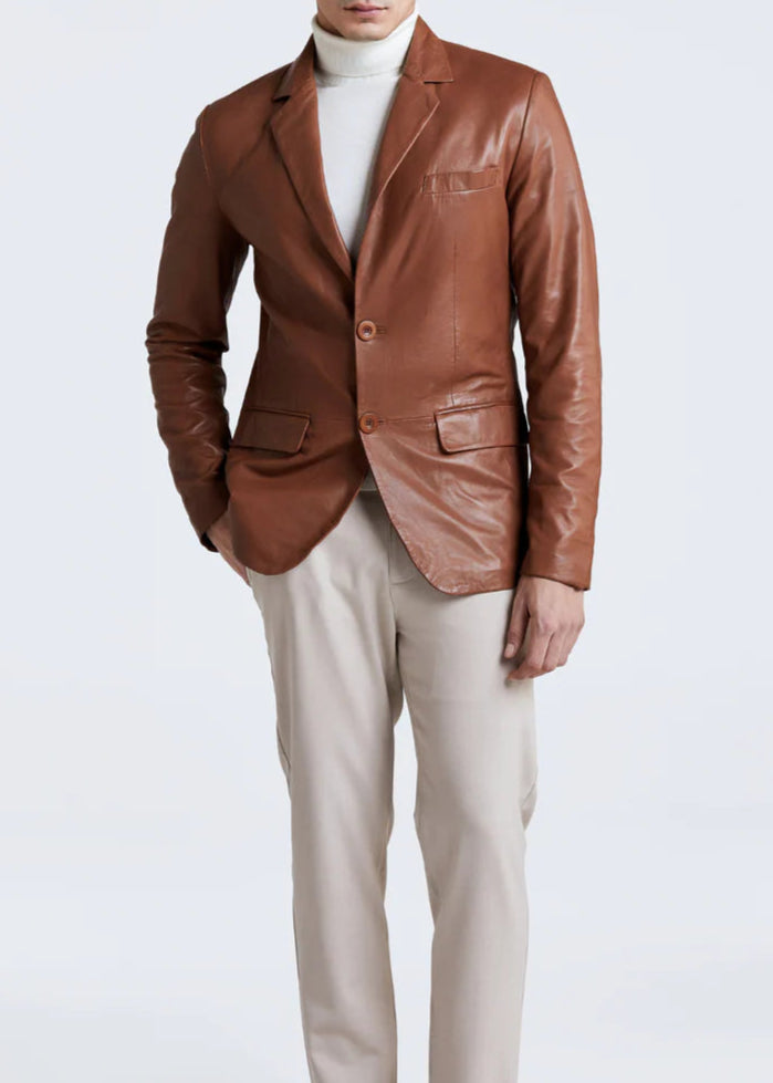 Tan Leather Blazer