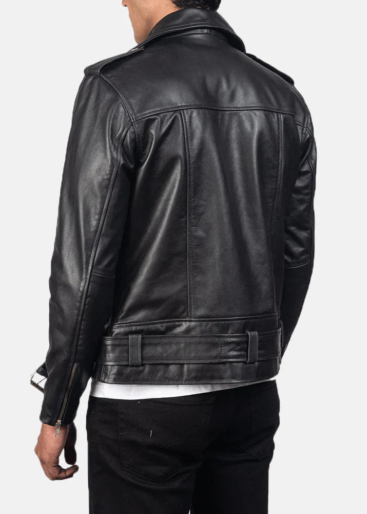 Black Leather Biker Jacket 