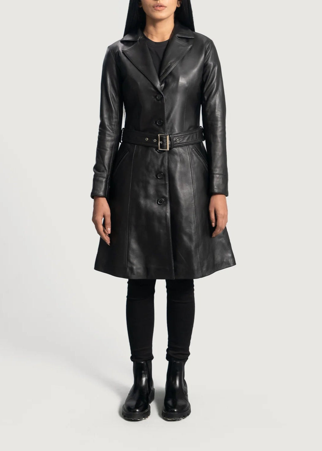 Black Leather Trench Coat
