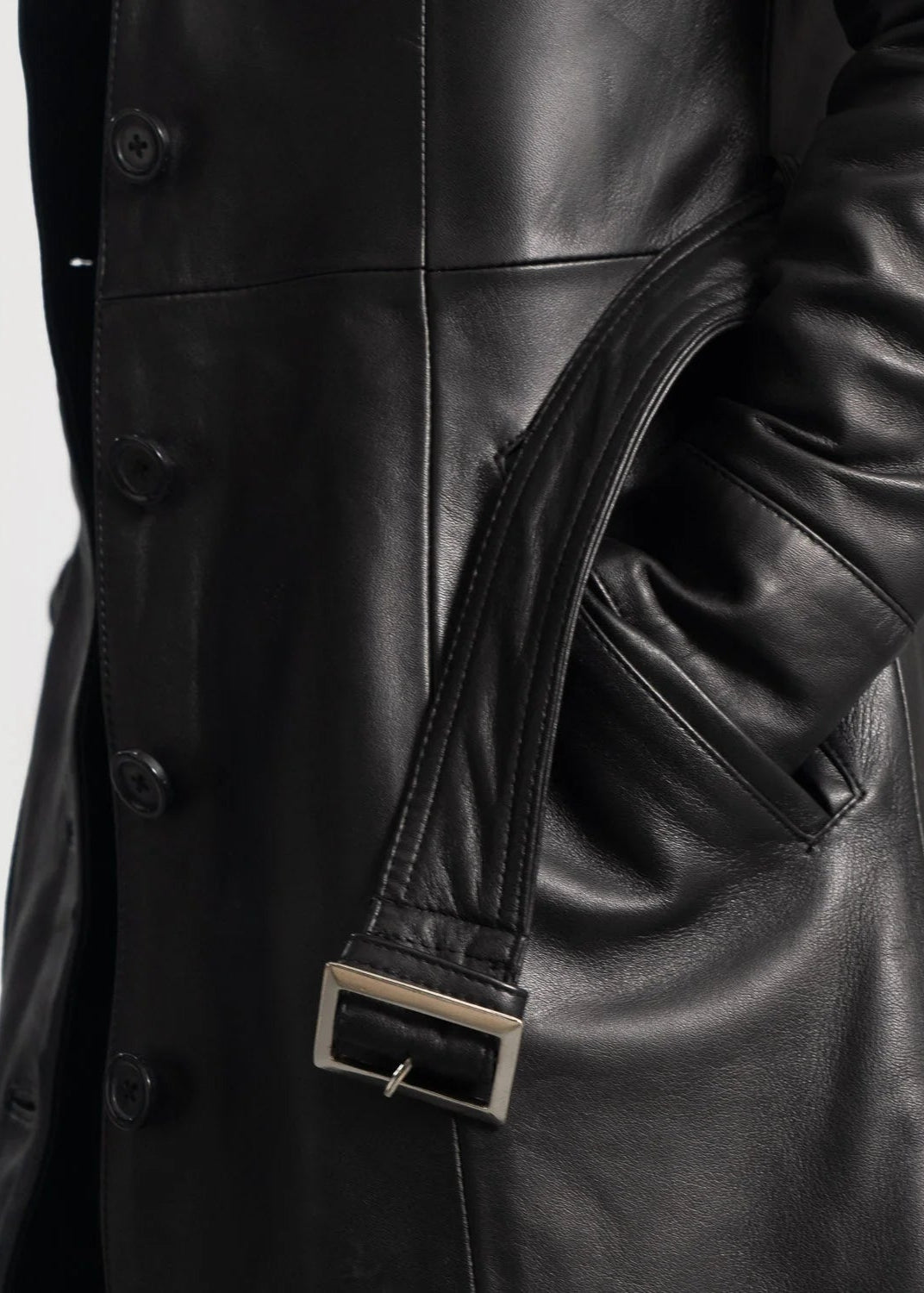 Black Leather Trench Coat