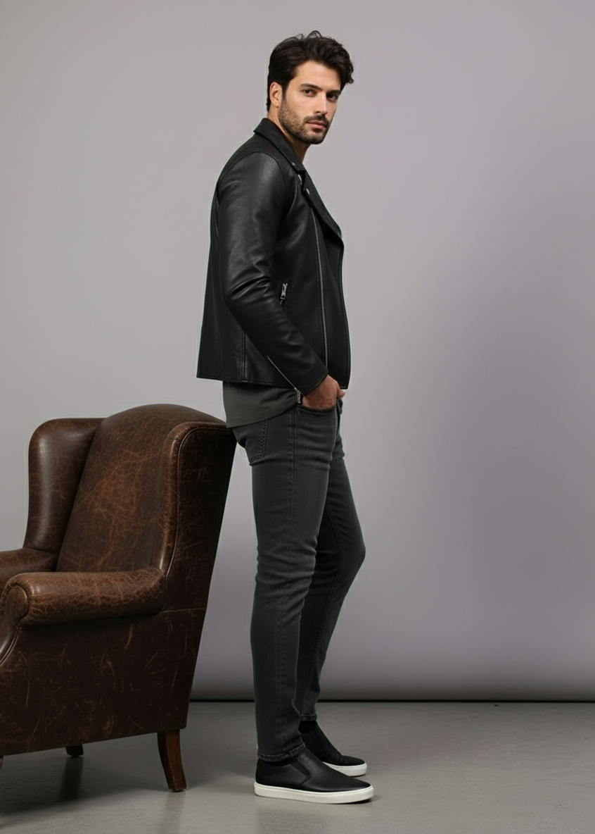 Black Biker Leather Jacket